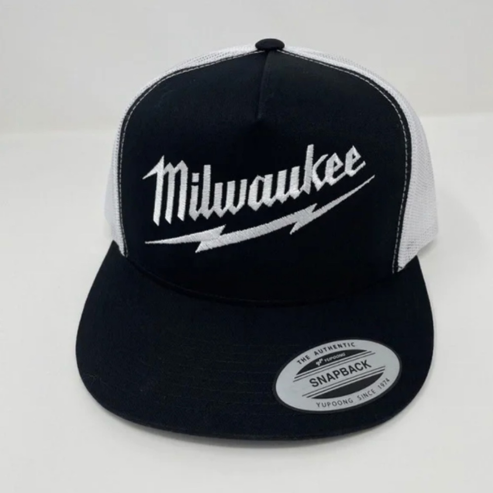 Milwaukee Logo Black White Trucker Hat Cap